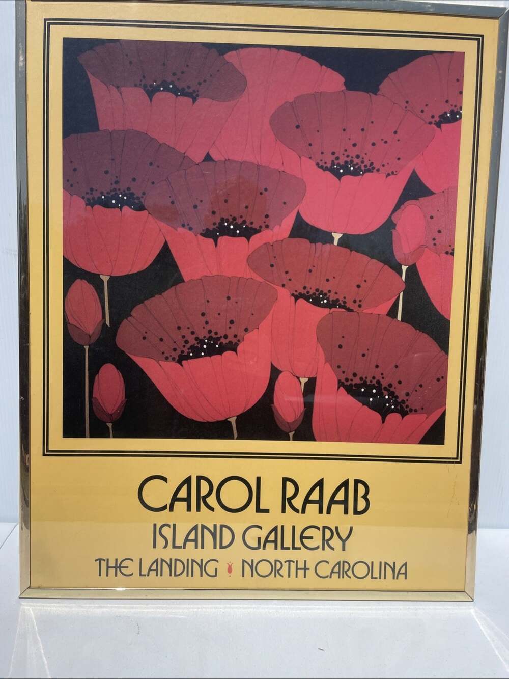 Carol Raab Island Gallery Red Poppy Promo Poster VTG RARE